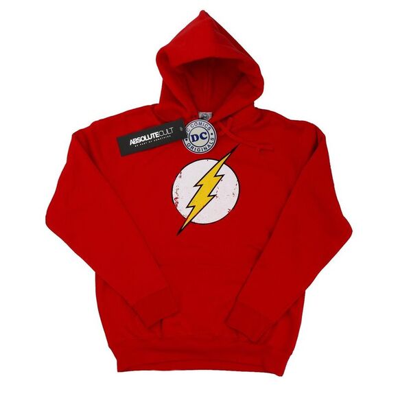 DC Comics Mens Flash Distressed Logo Hoodie / Red